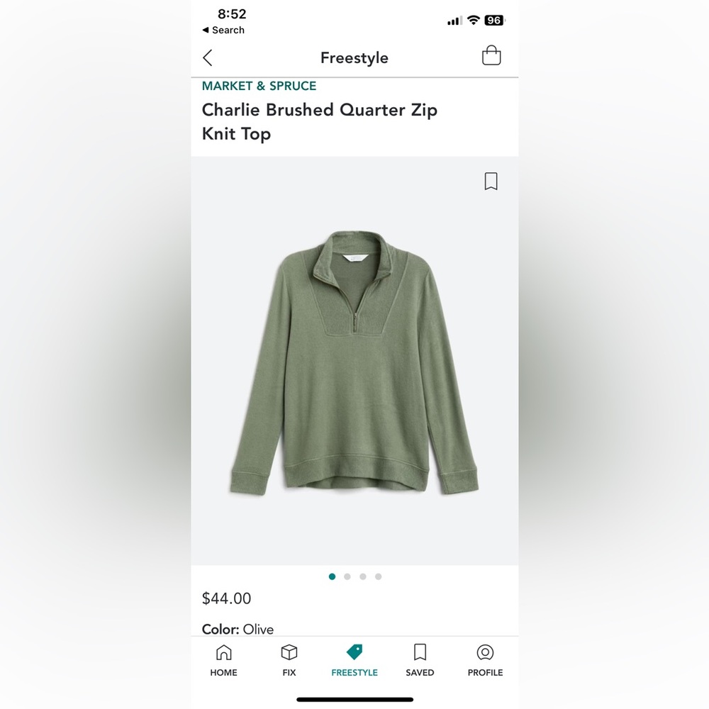 Market & Spruce Charlie 1/4 zip Knit Top - Green. Size: Medium